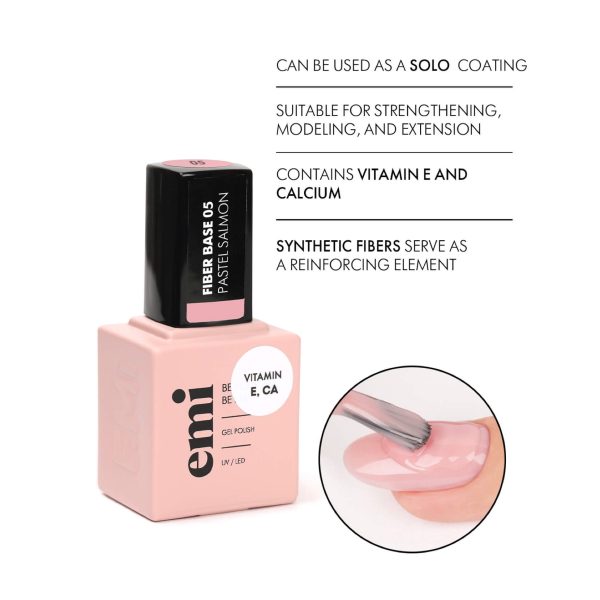 EMi Lac Fiber Base Gel Pastel Salmon #5 - 15 ml.