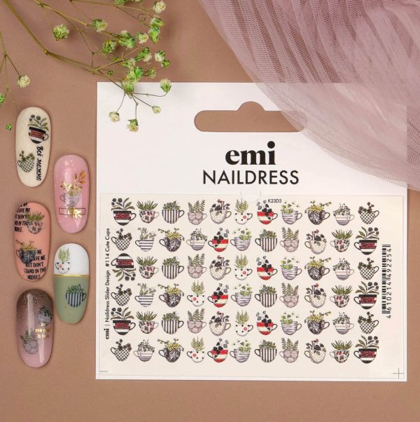 E.Mi Naildress Slider Design #114 Cute cups