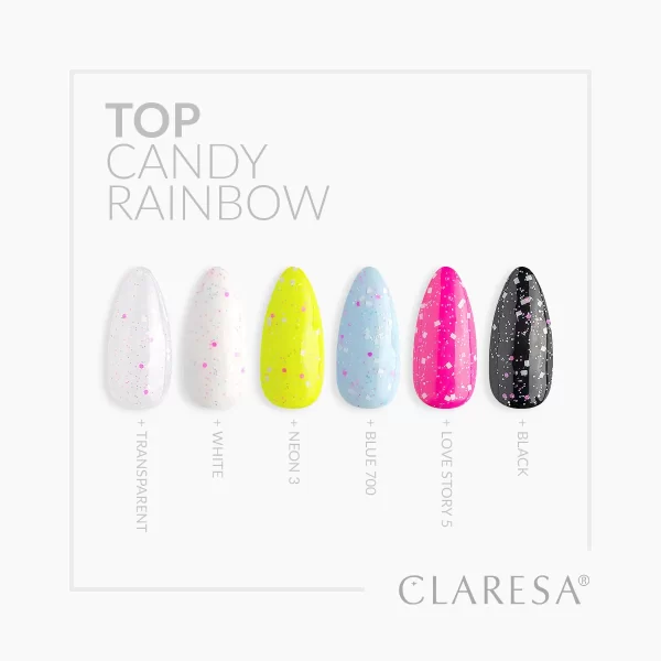 Claresa top coat no wipe Candy Rainbow
