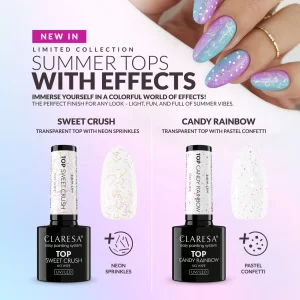 Claresa top coat no wipe Candy Rainbow & Sweet Crush