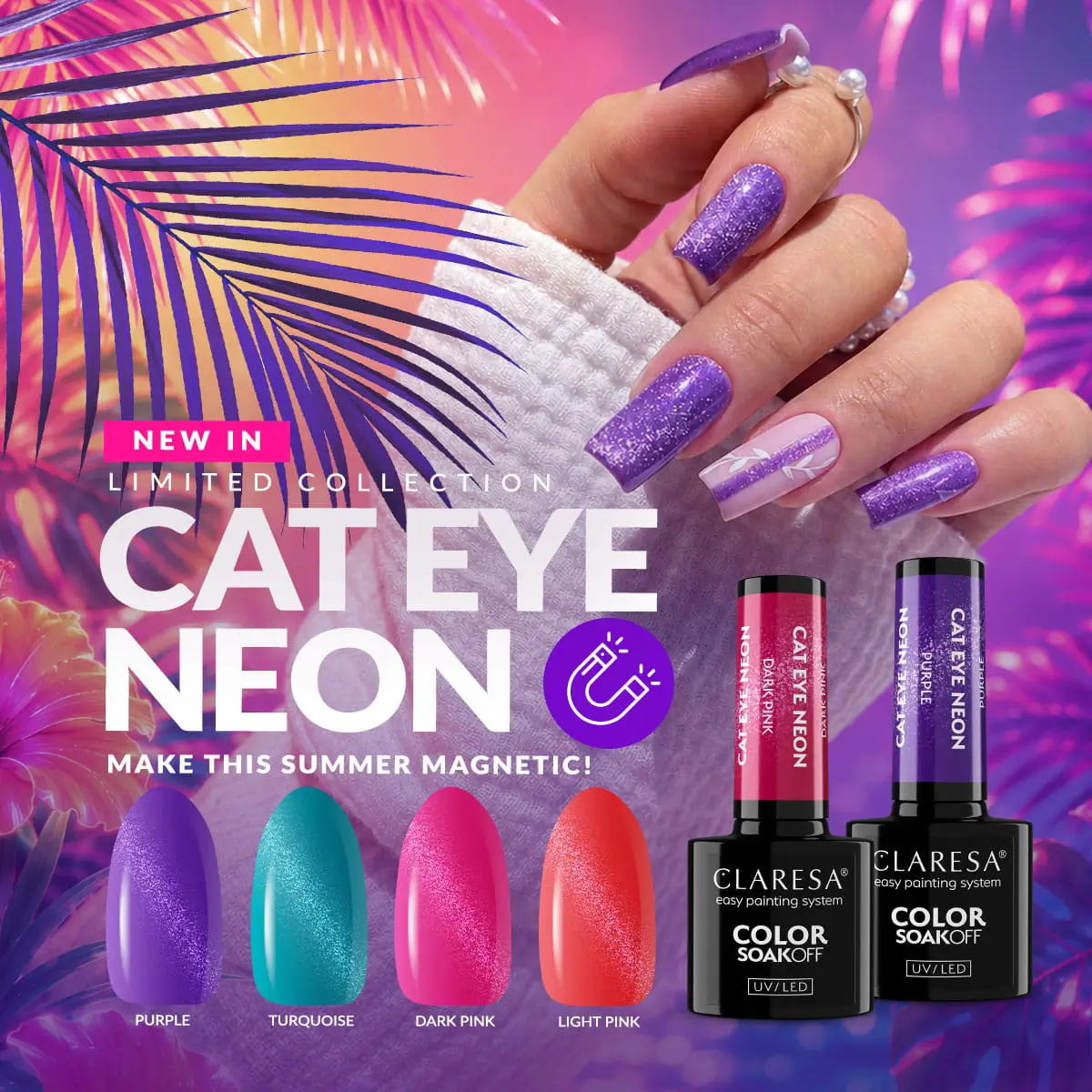 Claresa gel polish Cat Eye Neon Turquoise 8 Claresa gel polish Cat Eye Neon trajni lak kolekcija