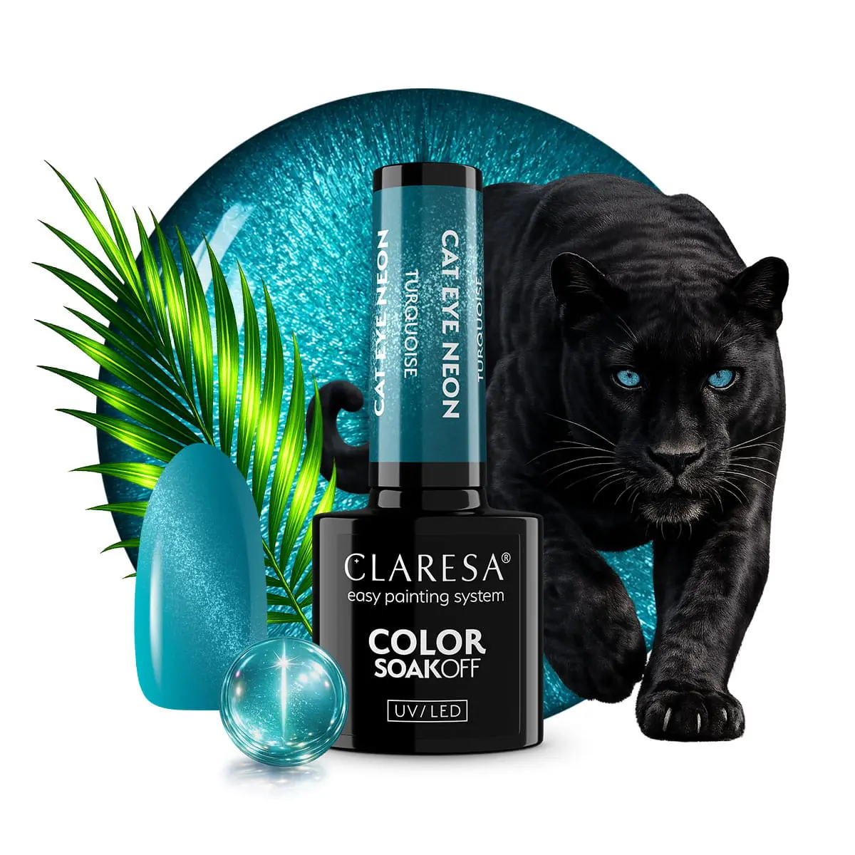 Claresa gel polish Cat Eye Neon Turquoise 5 Claresa gel polish Cat Eye Neon Turquoise