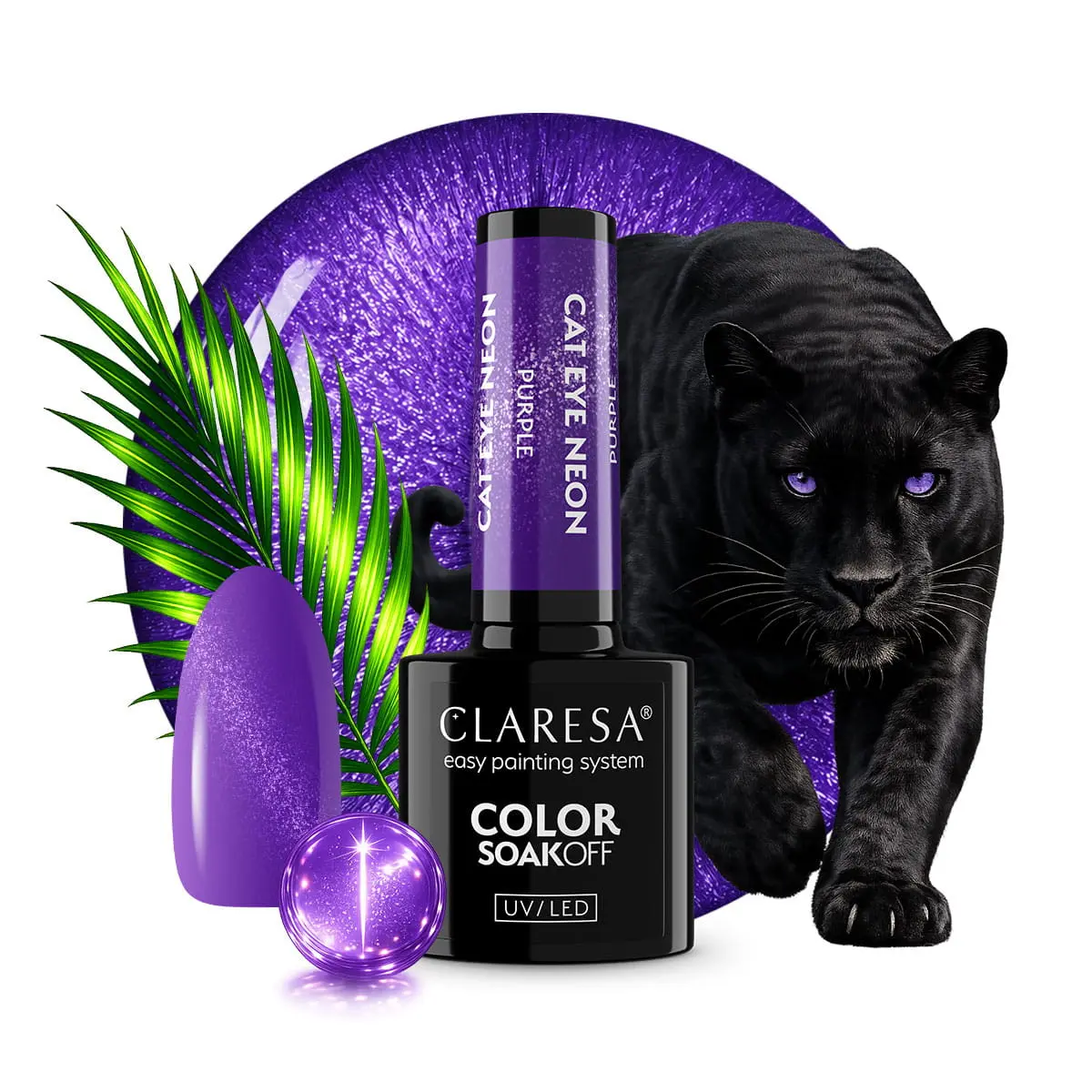 Claresa gel polish Cat Eye Neon Purple 6 Claresa gel polish Cat Eye Neon Purple