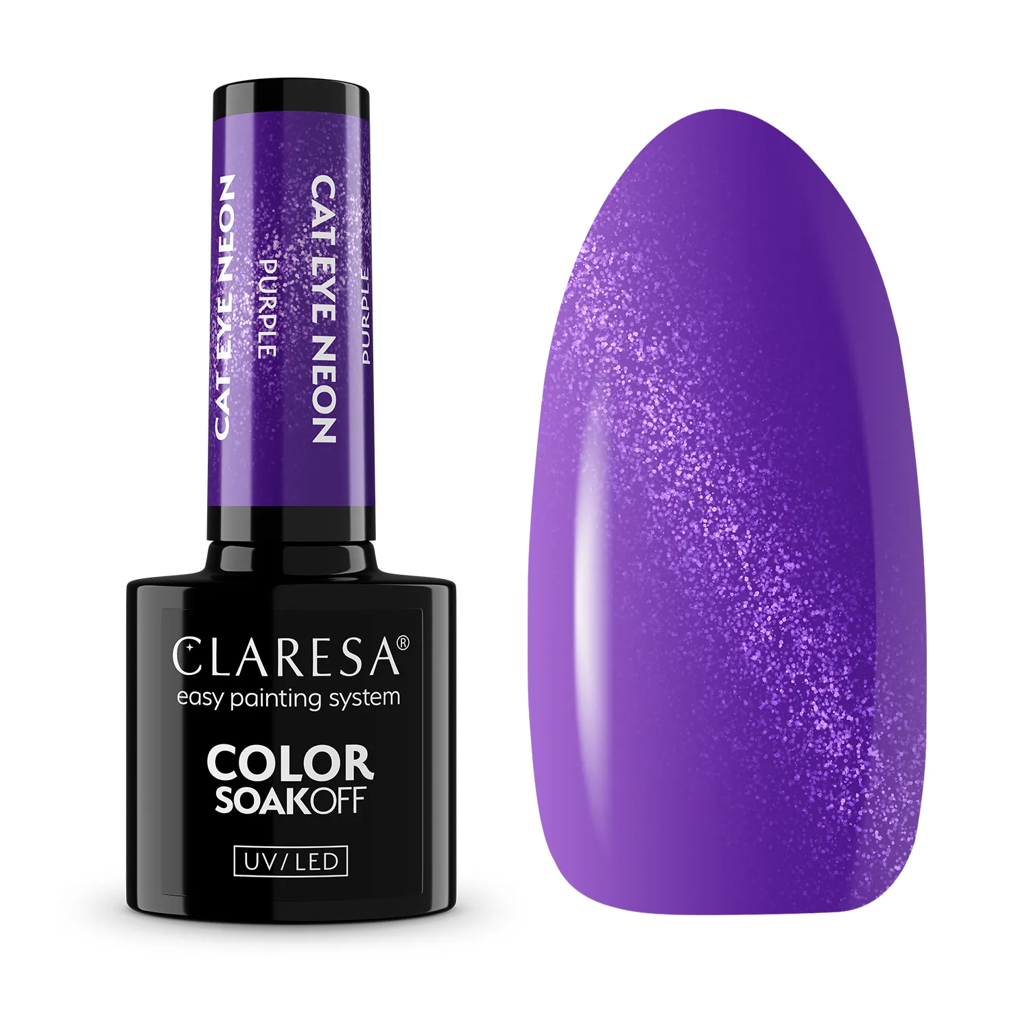 Claresa gel polish Cat Eye Neon Purple 1 Claresa gel polish Cat Eye Neon Purple